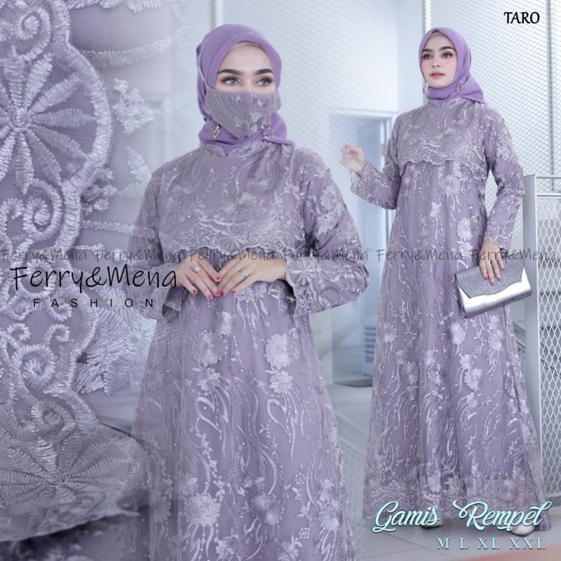 Fashion wanita gamis realpict//gamis tulle remple//gamis tulle tebal mewah//gamis modern