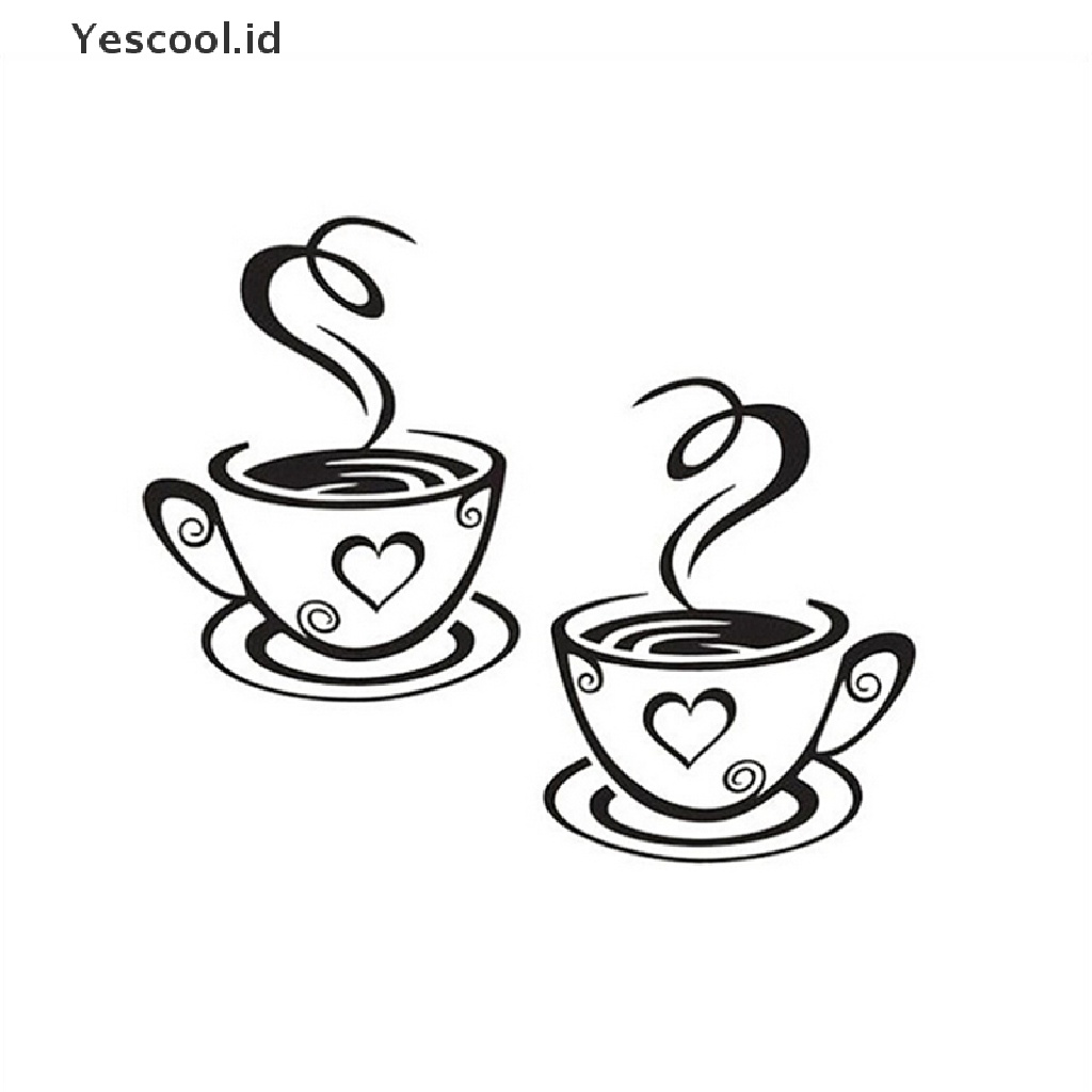 【Yescool】 Coffee Cups Cafe Tea Wall Stickers Art Vinyl Decal Kitchen Restaurant Pub Decor .