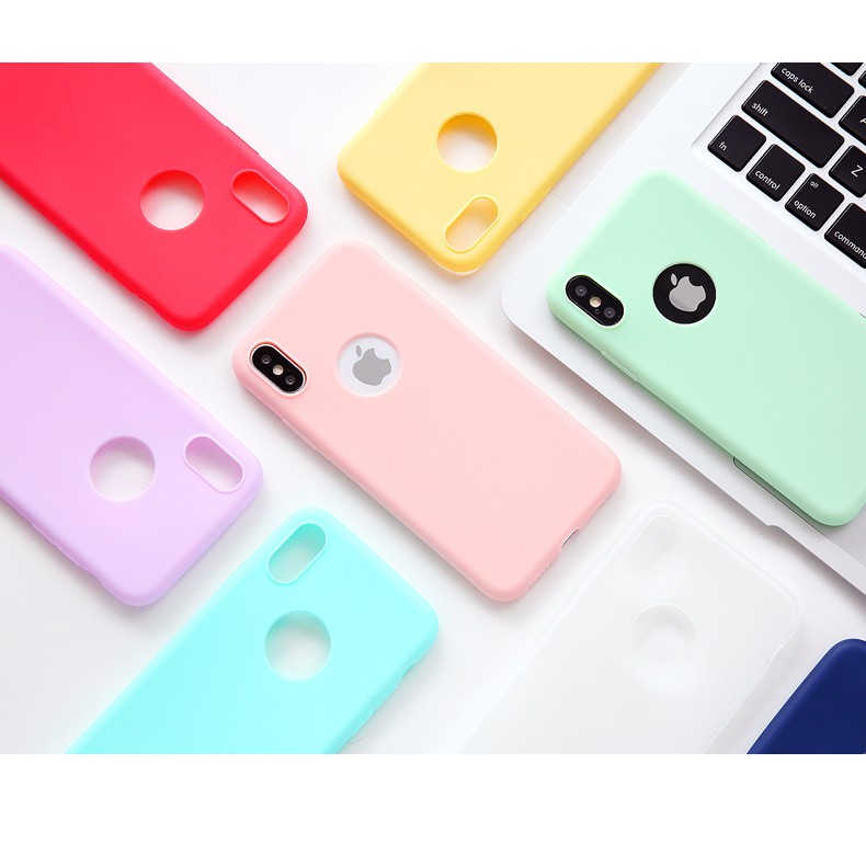 Soft Case iPhone X Xr dan Xs Ultra-thin Solid Matte Candy Color