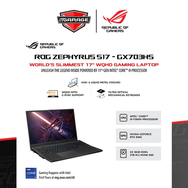 Asus Rog Zephyrus S17 GX703HS-I938G6T-O|i9-11900H/32G/1T/RTX3080-16G