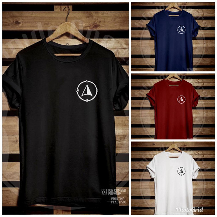 Kaos Baju Combed Distro LOGO KECiL KOMPAS polos custom pendaki gunung