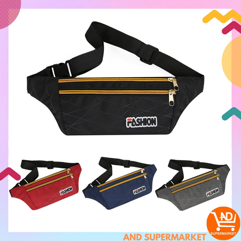 Waist Bag Pria Import Tas Selempang Bahu Cowok Terkini Tas Pinggang Pria Motif Polos Tas Olahraga Unisex Murah T285