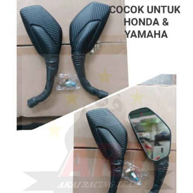 Spion Motor Variasi Model Pulsar Motif Karbon Motor Honda Dan Yamaha Free Sambungan Spion Merek Akai Cocok Untuk Motor Nmax Aerox Lexi Pcx Vario Mio Scoopy Vixion Tiger Megapro