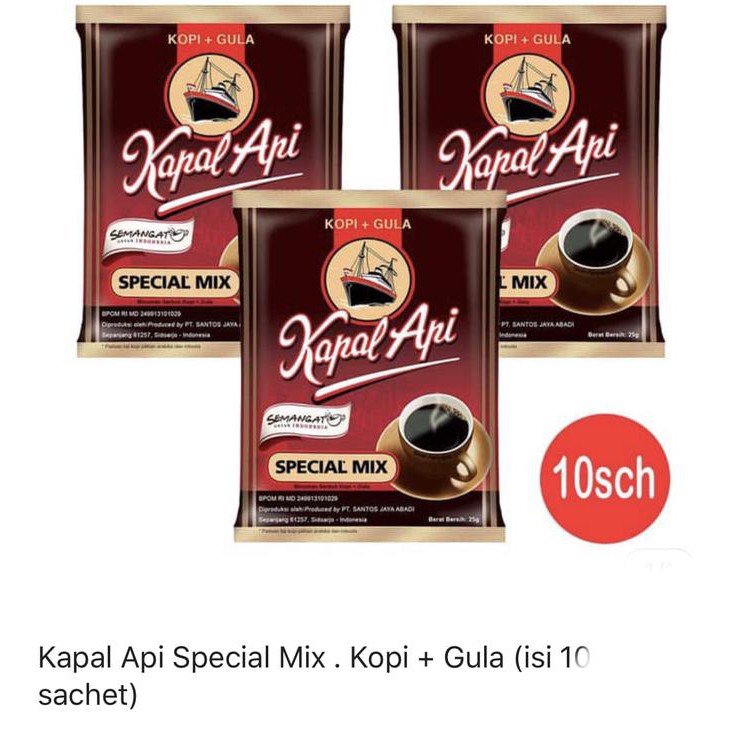 

Kopi Kapal Api Spesial Mix 25 gram (1 renceng isi 10 sachet) BERGARANSI