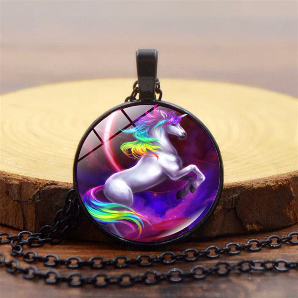 Hu Hu Hu Hu Hu Alat Bantu Pasang Kacamata♡ Kalung Dengan Liontin Unicorn Warna-Warni Untuk Pria Dan Wanita