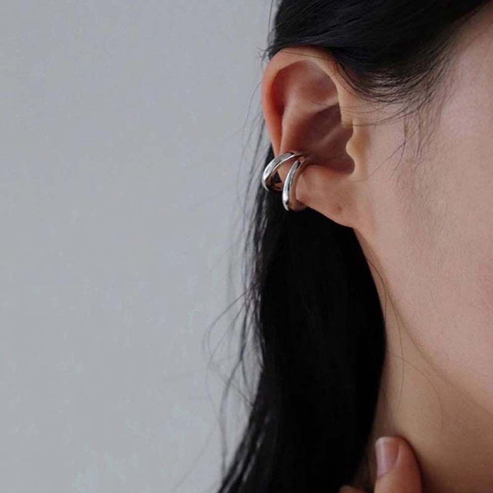 Nickolas1 Anting Hoop Elegan Wanita Gadis Hip Hop Multi-layer Perhiasan Fashion Lingkaran Ganda Bulat Geometris Round Earrings