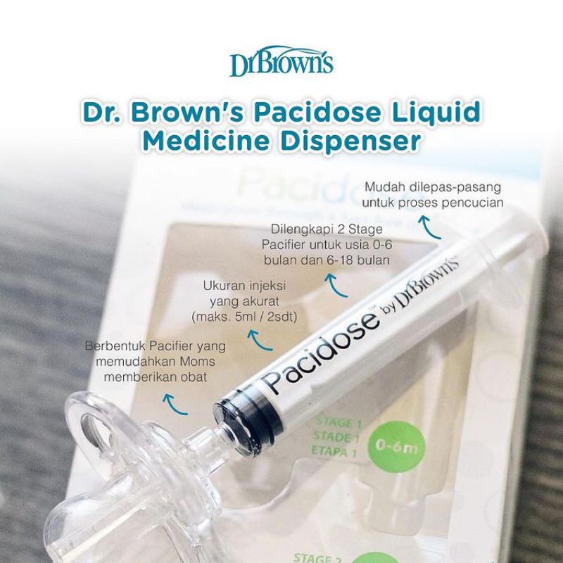 Dr Browns Pacidose Liquid Medicine Dispenser, Combo Pack - Stage 1 &amp; Stage 2 Pacifier / Pipet Obat