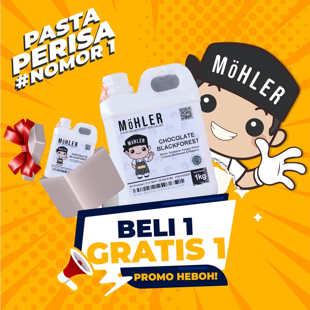 MOHLER Pasta Perisa pewarna Kemasan 1000 GR - Varian Reguler (KLIK KOMBO HEMAT UNTUK BELI 1 GRATIS 1)