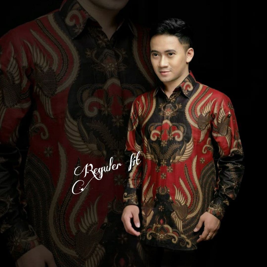Batik Pria Lengan Panjang Batik Rezz Art motif Garuda Size M L XL XXL Reguler