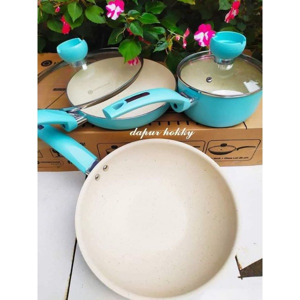 Homecook Charm Panci Set Anti Lengket Marble Coating