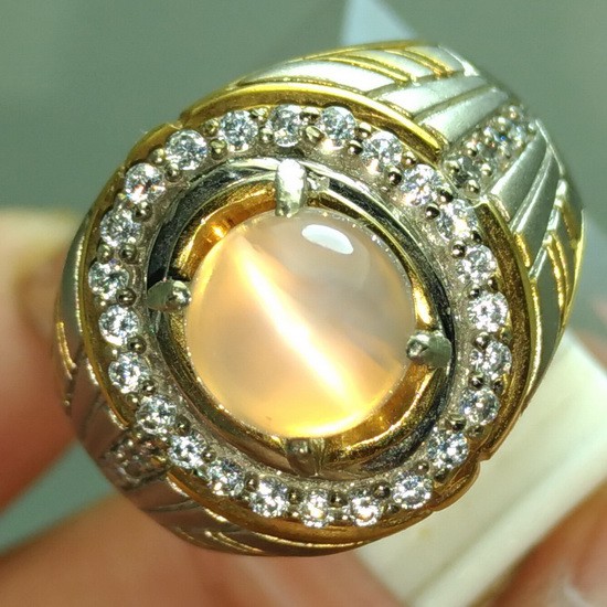 CINCIN BATU PERMATA MOONSTONE CAT EYE BIDURI BULAN ASLI