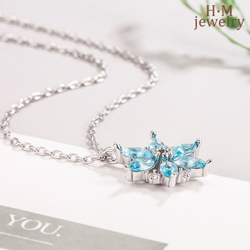 Kalung Rantai Liontin Snowflake Hias Kristal Imitasi Simple Mewah Untuk Wanita / Hadiah Ulang Tahun