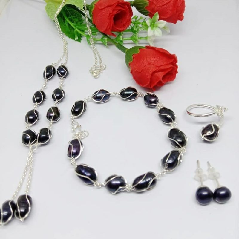 set perak | Set perak mutiara | Set perak mutiara tawar | Set paloma