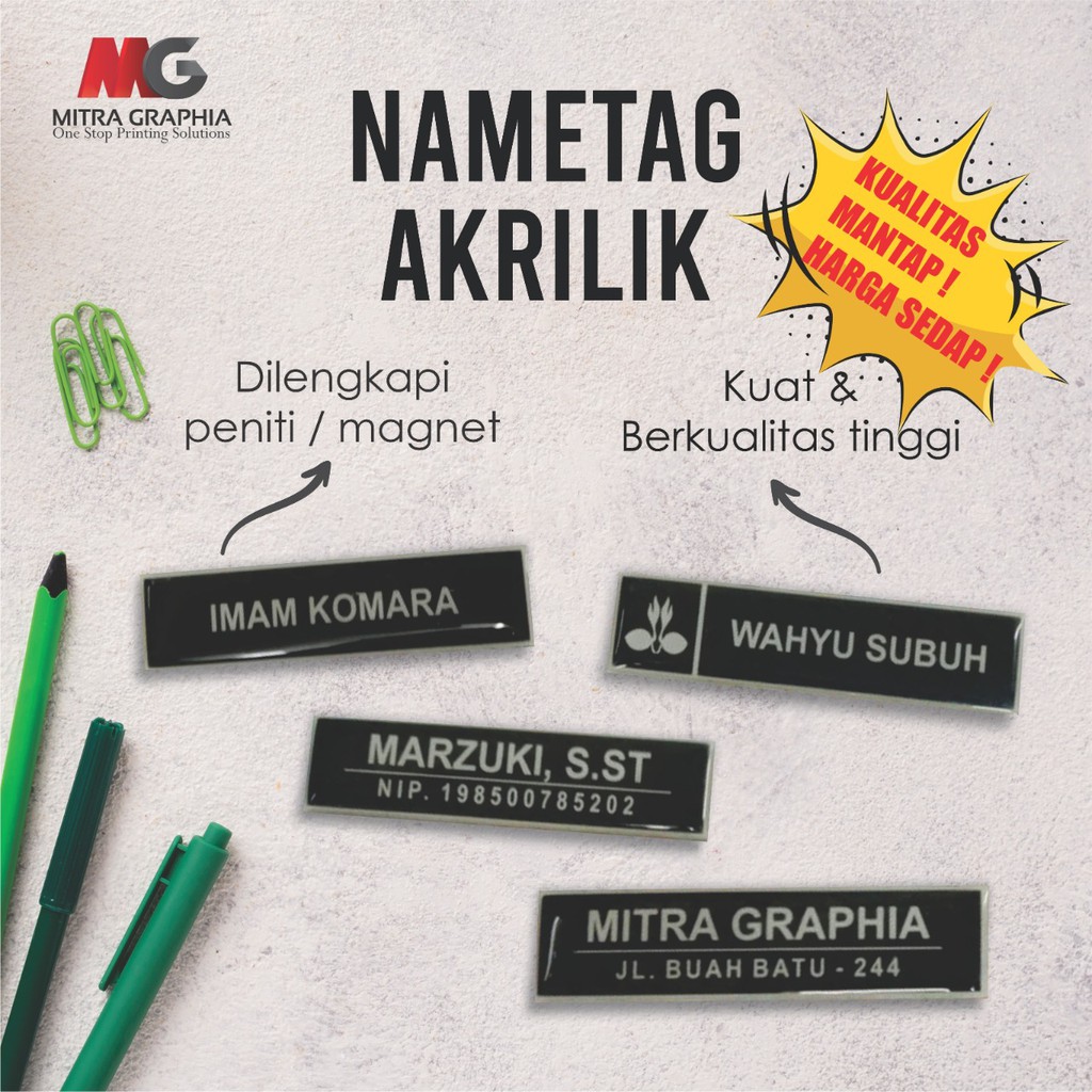 

Name Tag Papan Nama Akrilik Custom