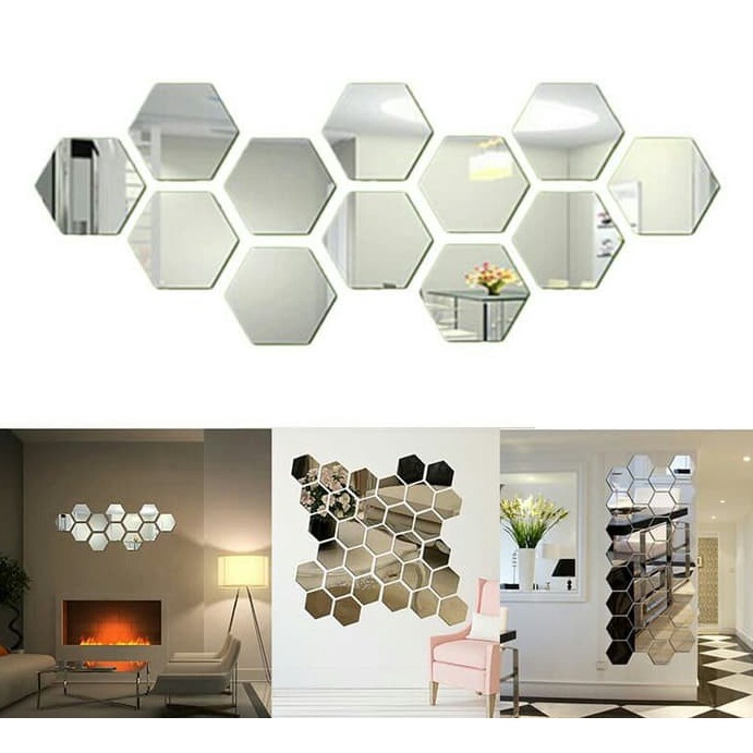 Cermin Hexagonal / Dekorasi Dinding / Kaca Hexagonal / Cermin Aesthetic Dinding