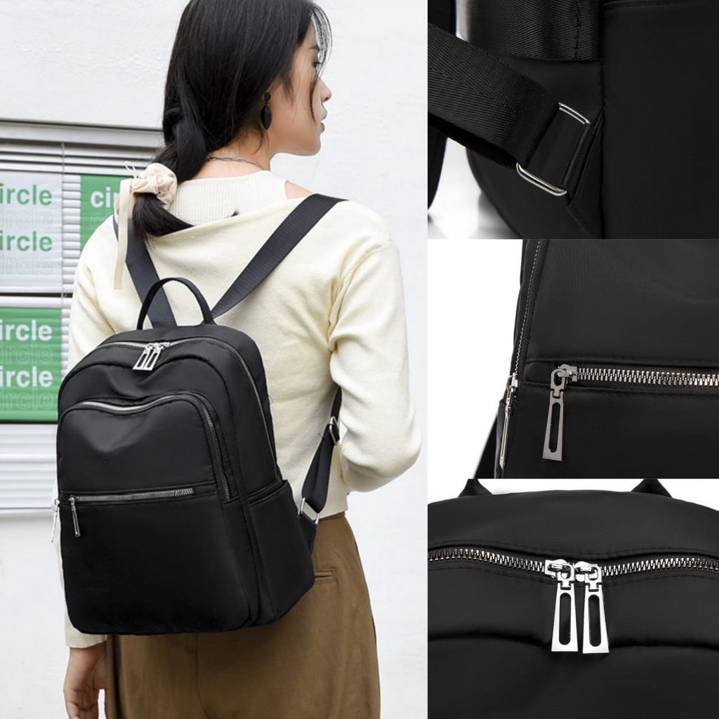 TAS RANSEL WANITA ANTI AIR TA468B5 HITAM MOODIE IMPORT KOREA PUNGGUNG BACKPACK CEWEK BESAR GENDONG SEKOLAH KULIAH KERJA REMAJA KEKINIAN FASHION MURAH