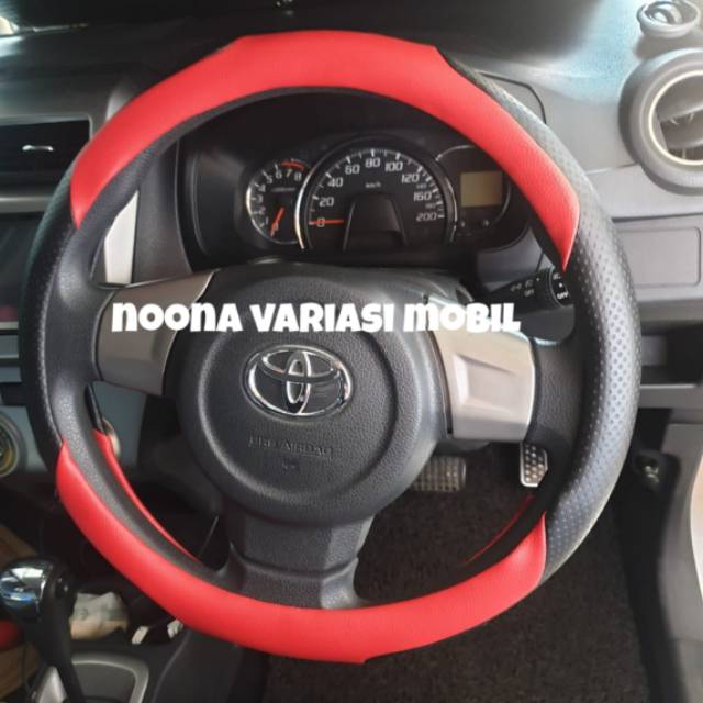 cover stir kombinasi merah hitam bungkus stir sarung stir mobil noona variasi mobil