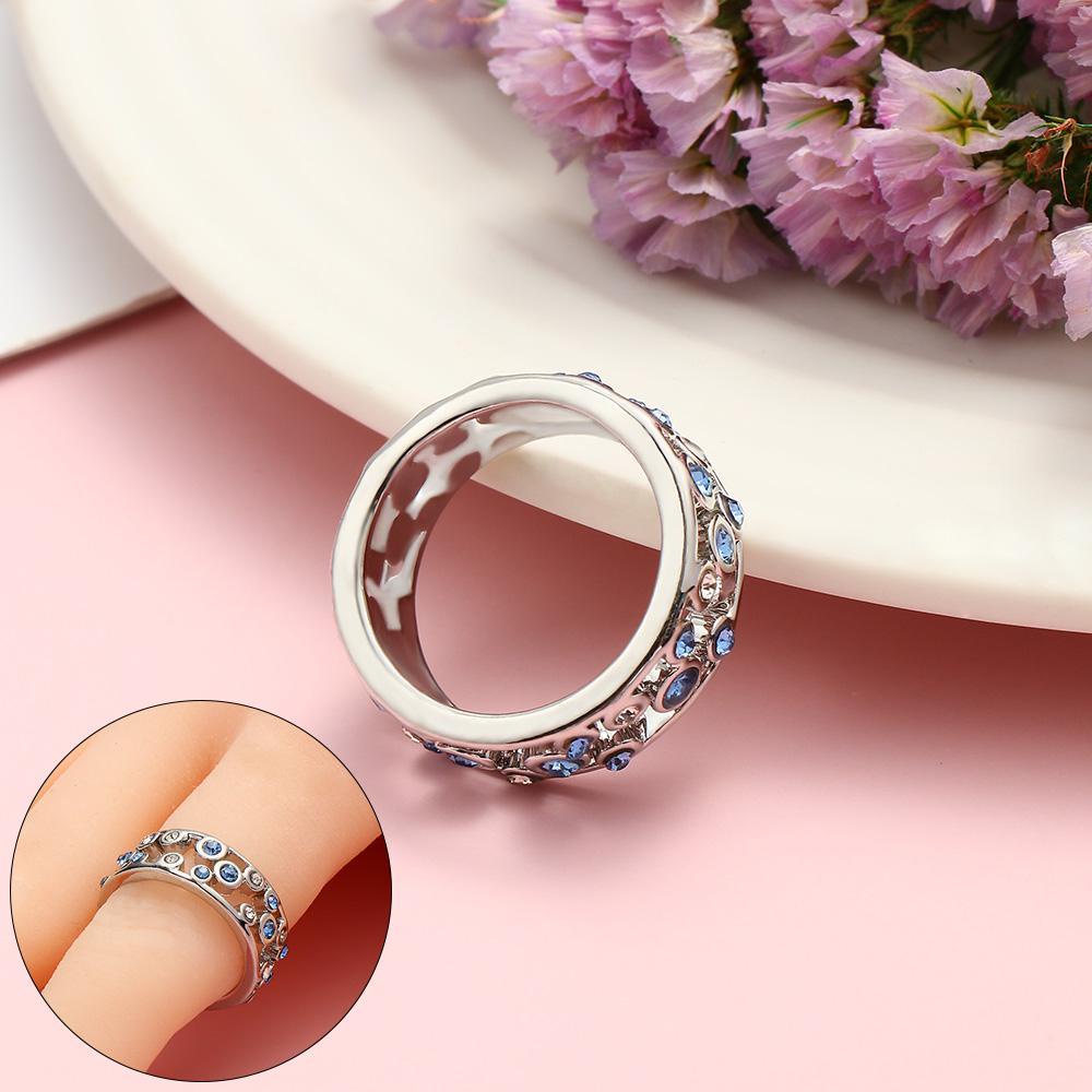 Lily 1PC Cincin Batu Biru Bahan Alloy Perhiasan Kepribadian Untuk Wanita