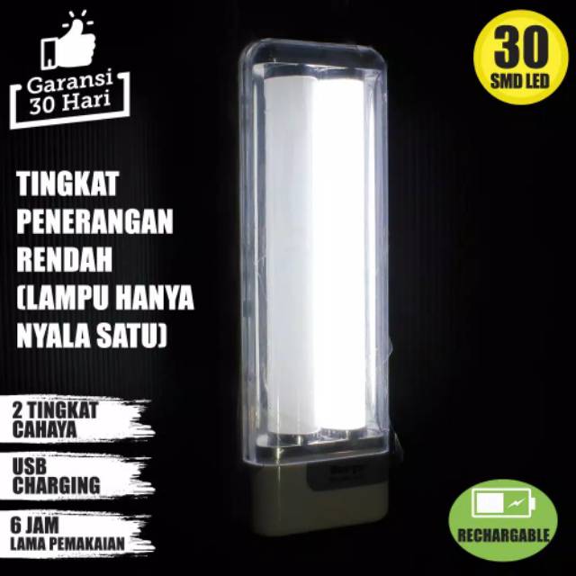 Emergency Lamp Surya Jumbo 30 SMD Super Premium Led SQL L3001 uk.22 x7x6 cm