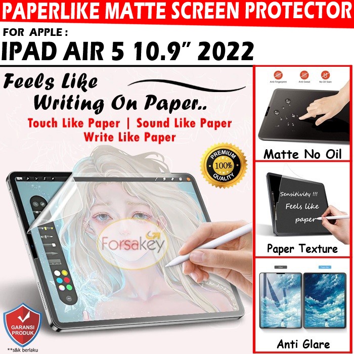 ipad air generasi 5 5th gen generation 10 9 inch 2022 m1 paper like paperlike anti gores glare scree