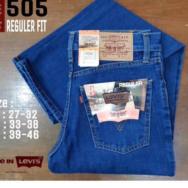 Limited Edition.>568QF  Jumbo Celana Jeans Pria Levis 505 Standar Reguler Big Size Original - Abu-