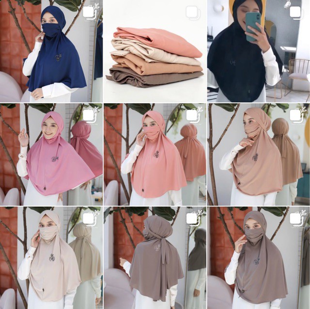 Koyu Hijab Bergo Jersey instan Alana Mask Best Seller