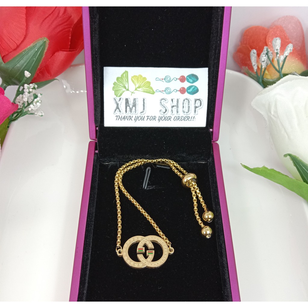 GELANG SERUT WANITA TITANIUM 100% ASLI ANTI KARAT MODEL GG PERHIASAN WANITA BRANDED SIMPLE