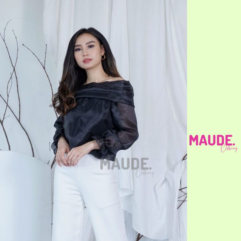 Sabrina Organza Top / Kondangan Outfit / Atasan Scuba [Kaia Top]
