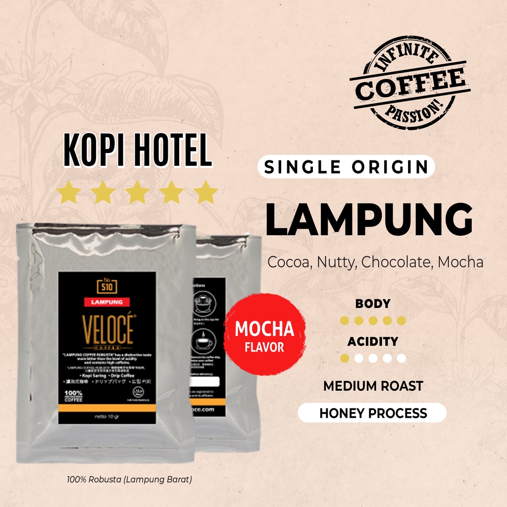 

Coffee Drip Veloce Lampung Robusta 5 pcs Fresh Roasting | Kopi Saring Nusantara | Kopi Drip