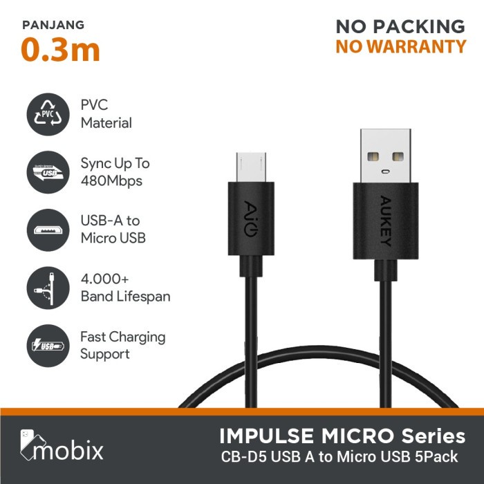 Aukey Cable Micro USB 2.0 30 cm (NO PACKING &amp; NO WARRANTY)