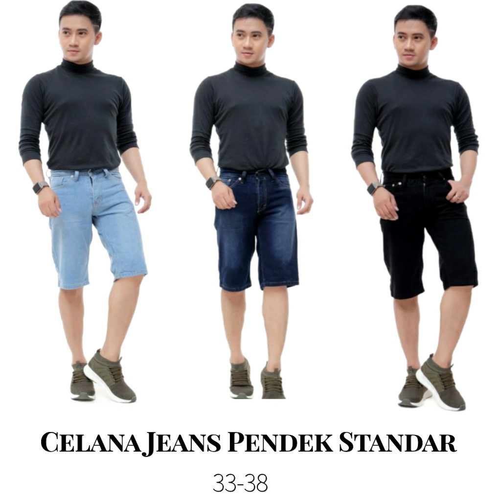 CELANA JEANS PENDEK STANDAR PRIA LAKI LAKI COWO COWOK CELANA JINS DENIM CELANA LEPIS MURAH Celana Pe