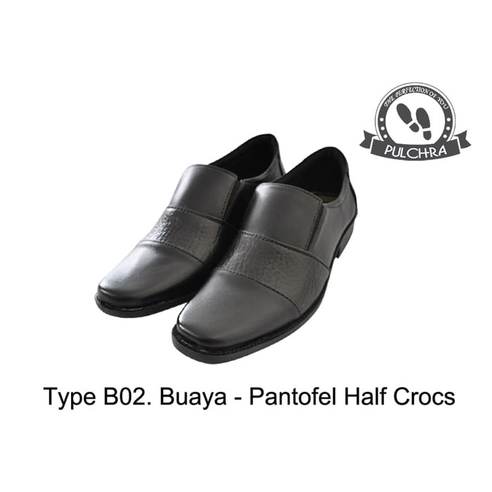 Sepatu Pantofel Pria Pulchra Type B02 Buaya - Pantofel Half Crocs Sepatu Pantopel Sepatu Laki Laki