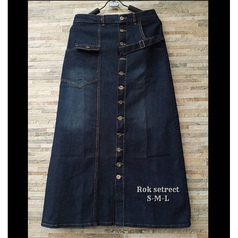 ROK JEANS KANCING STRECT TERBARU / ROK WANITA / ROK TERBARU / ROK LEVIS PANJANG / ROK IMPORT