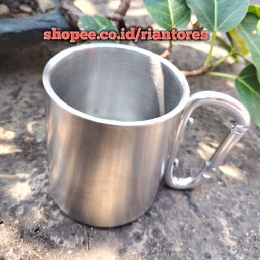 Gelas mug stainless carabiner camping outdoor