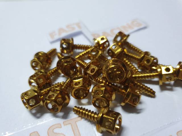 Baut Body HENG Probolt Flower CNC Gold Honda isi 20pc