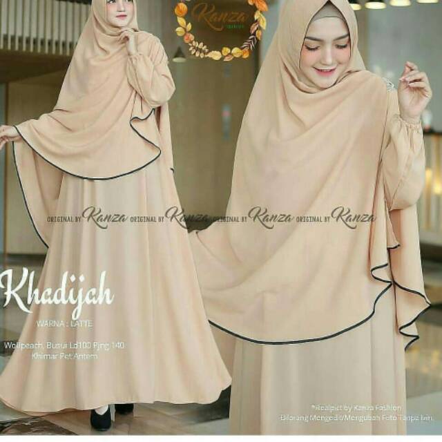 dress syar'i set gamis+hijab wanita khadijah