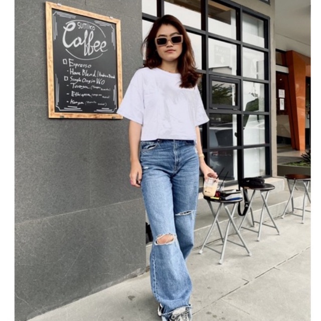 kaos Polos Oversize Crop Top T shirt CropTee Baju Wanita Tangan Pendek Oversized Bahan 100%  Cotton Combed 24s