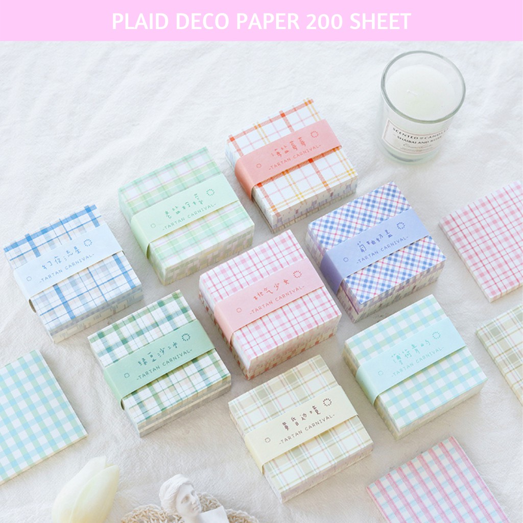 

Deco Paper Plaid 200 Lembar Planner Bujo Agenda Scrapbook Memo Pad