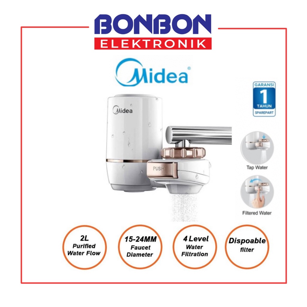 Midea Water Purifier MC122-2 Penyaring Kran Air / Filter MC-122 ( Penyaring Air Kran Filter Air Faucet Pemurni Air Kran Tanpa Listrik )