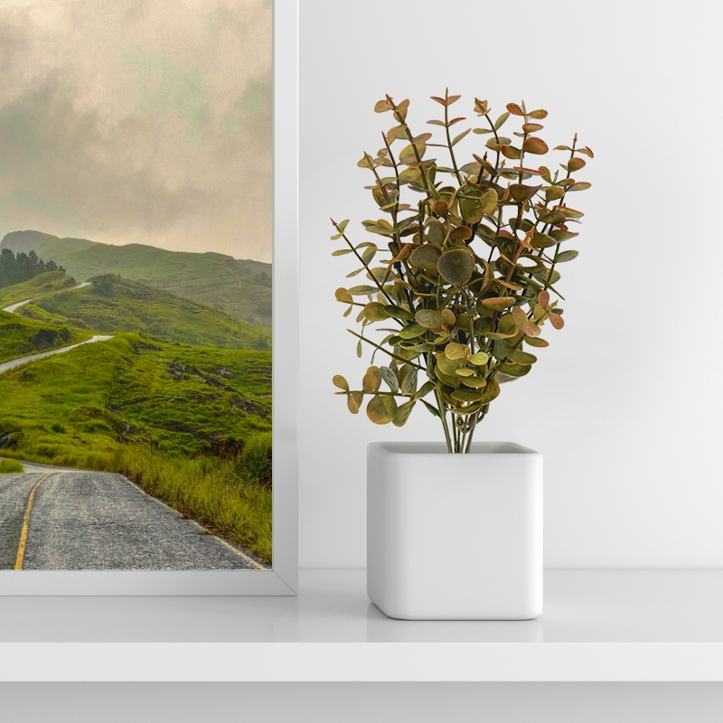 Daun Plastik Hias Tangkai - Daun Eukaliptus