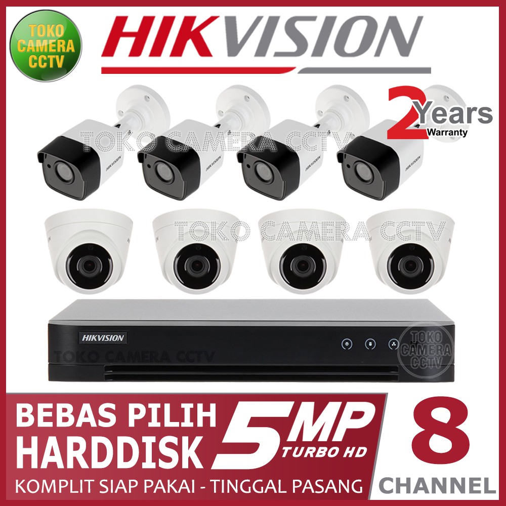 PAKET CCTV HIKVISION 5MP 8 CHANNEL 8 KAMERA | Shopee Indonesia