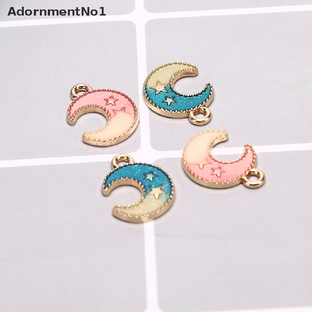 (AdornmentNo1) 10pcs / Set Liontin Enamel Bentuk Bulan / Bintang Untuk Kerajinan Tangan DIY