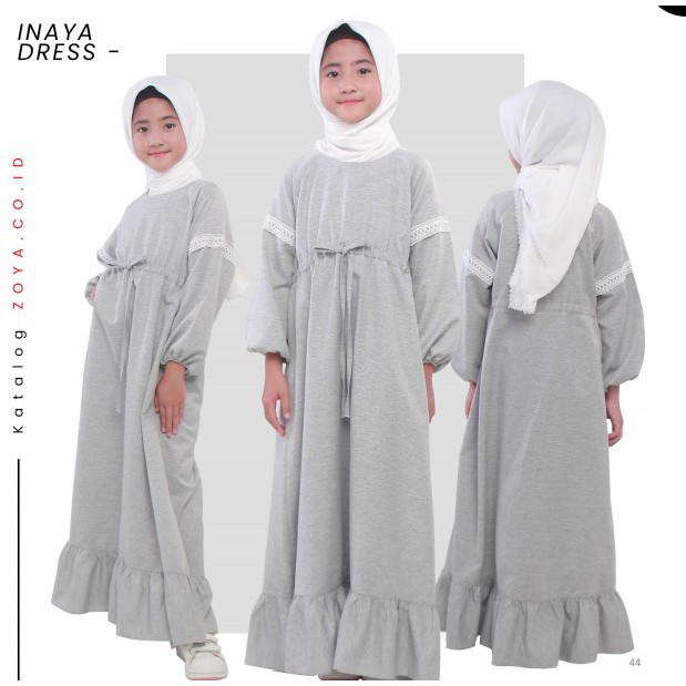 Gamis Anak Perempuan Zoya Baju Anak Perempuan Zoya Terbaru Inaya Dress Abu
