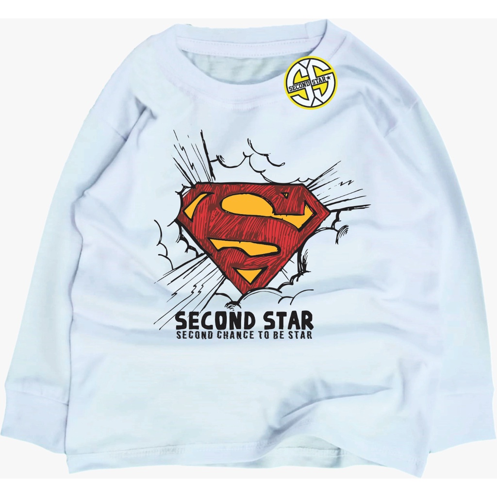 Secondstar Baju Kaos Distro Tangan Panjang Anak Laki laki Perempuan Premium Umur 1-12 Tahun Bahan Cotton --AMR176