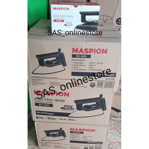 Setrika Listrik Gosokan MASPION EX-1010 BLACKBERRY Hitam Anti Lengket/EX-1010 Stainless putih abu