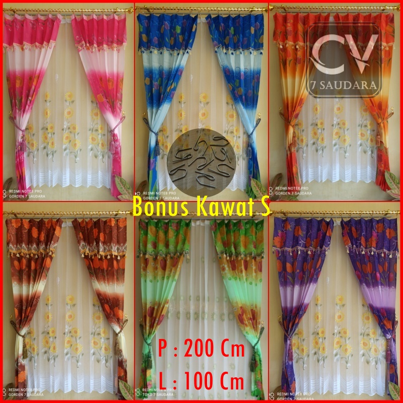 Gorden Korden Gordyn Hordeng Tirai Kelambu Selambu Jendela Pintu Murah Minimalis Premium Motif AMI