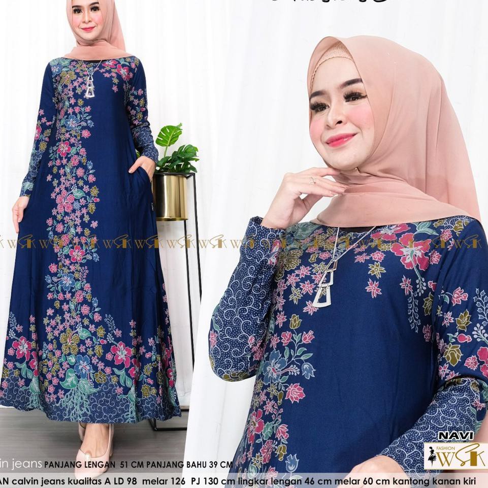 Model Baru.. Baju Gamis Wanita Terbaru Gamis 2021 Bahan Calvin Jeans LD 98 melar 126 Adem Nyaman 78