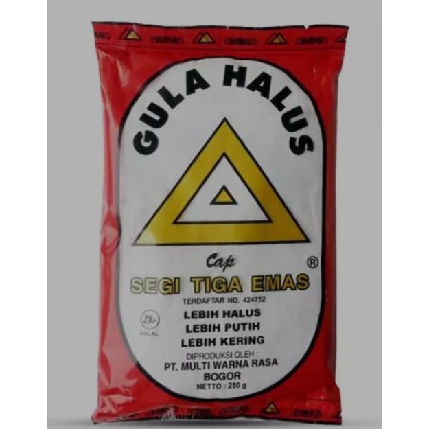 

Gula Halus/Gula Putih/Tepung Gula Cap Segi Tiga Emas 250 Gr