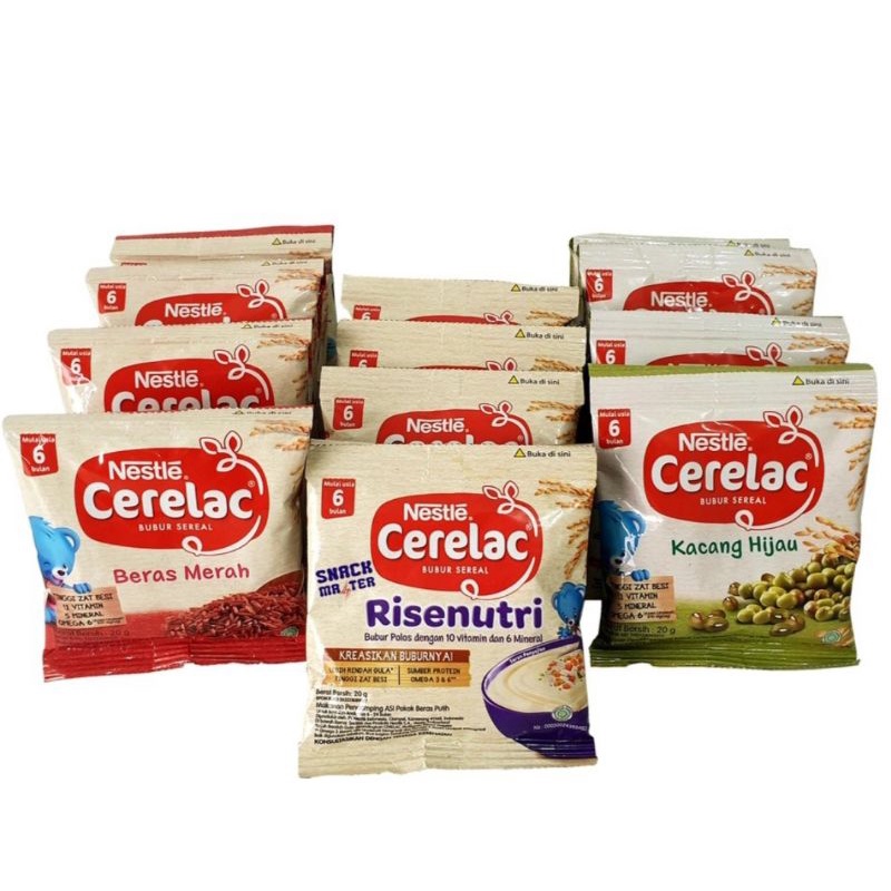 Cerelac Sachet Bubur MPASI Kacang Hijau Beras Merah Rise Nutri