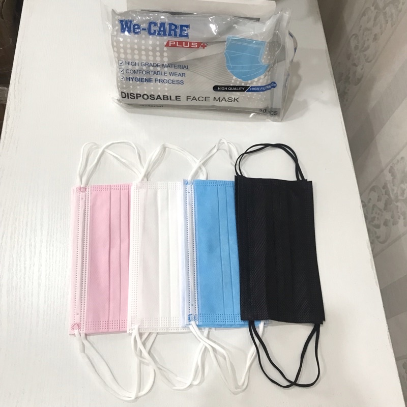 WeCare Earloop Premium Mask izin KEMENKES  bahan tebal dan warna solid isi 20pcs Ziplock